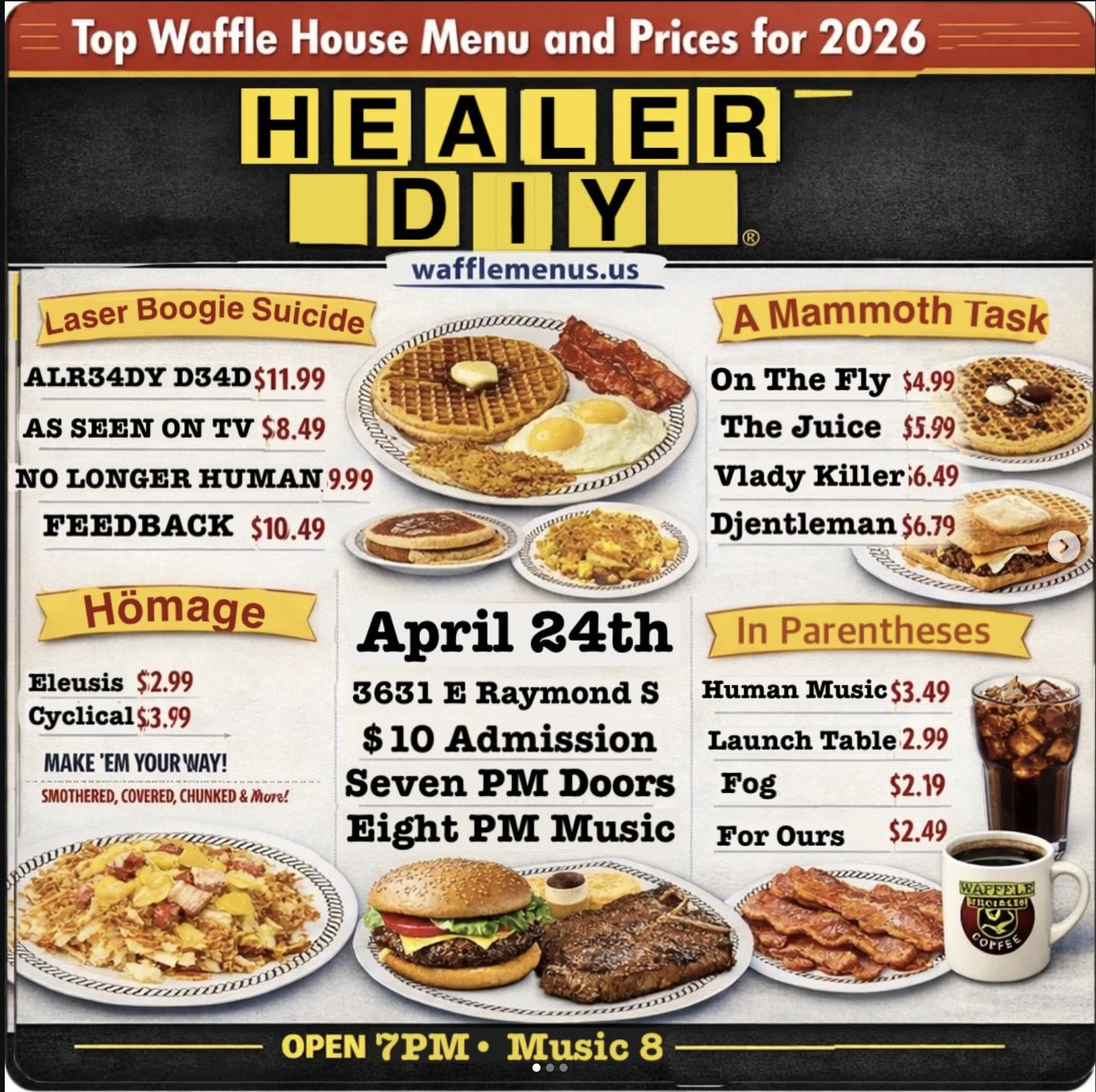 @ Healer with Laser Boogie Suicide, Homage, In Parentheses